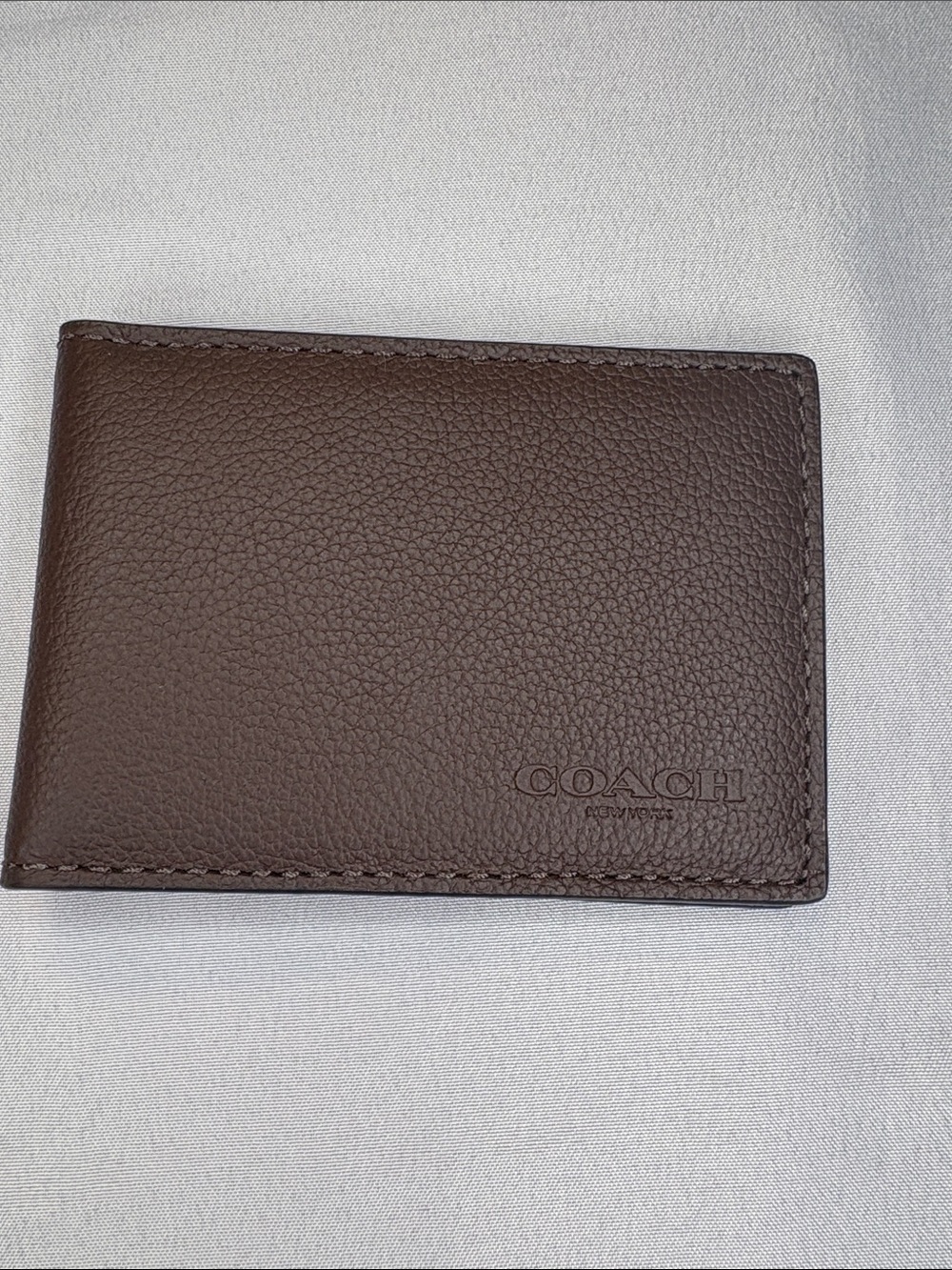 NWT Coach Brown Pebbled Leather Card Wallet
